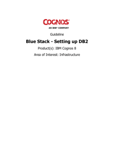 Blue Stack - Setting up DB2 Guideline Product(s): IBM Cognos 8