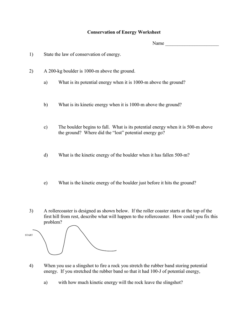Conservation of Energy Worksheet Name 20) With Work And Energy Worksheet