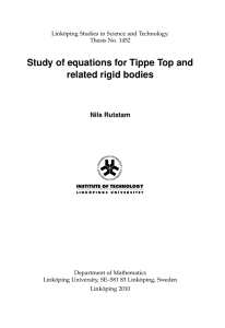 Study of equations for Tippe Top and related rigid bodies Nils Rutstam