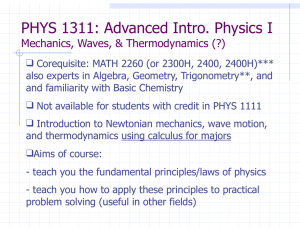 PHYS 1311: Advanced Intro. Physics I  