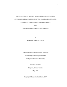 i THE EVOLUTION OF SPECIES’ GEOGRAPHICAL RANGE LIMITS: