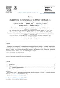 Hyperbolic metamaterials and their applications Ferrari , , Dominic Lepage