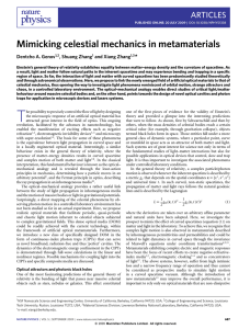 Mimicking celestial mechanics in metamaterials ARTICLES *