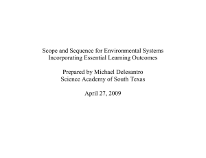 Scope and Sequence for Environmental Systems Incorporating Essential Learning Outcomes