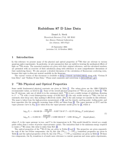 Rubidium 87 D Line Data 1 Introduction Daniel A. Steck