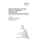 LAO California WaterFix Proposal: Issues for Legislative Consideration