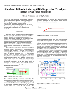 Stimulated Brillouin Scattering (SBS) Suppression Techniques in High Power Fiber Amplifiers 1