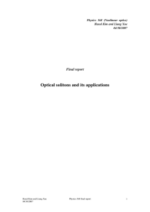 Optical solitons and its applications  Final report Physics 568 (Nonlinear optics)