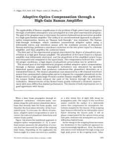 Adaptive-Optics Compensation through a High-Gain Raman Amplifier of