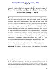 Chapter 3  Molecular and morphometric assessment of the taxonomic status of