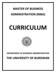 CURRICULUM  MASTER OF BUSINESS ADMINISTRATION (MBA)