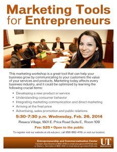 This marketing workshop is a great tool that can help... business grow by communicating to your customers the value