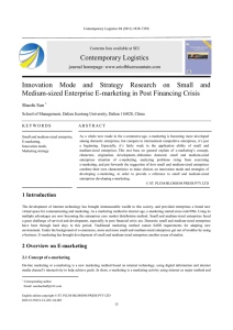 Contemporary Logistics Medium-sized Enterprise E-marketing in Post Financing Crisis
