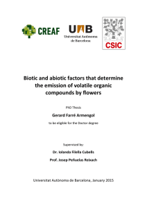 Biotic and abiotic factors that determine the emission of volatile organic