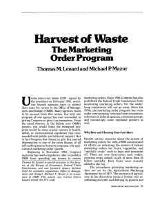 Harvest of Waste Program Order