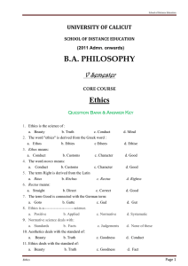 B.A. PHILOSOPHY Ethics V Semester UNIVERSITY OF CALICUT