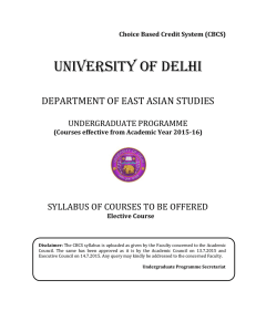 UNIVERSITY OF DELHI  DEPARTMENT OF EAST ASIAN STUDIES