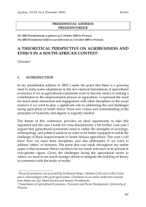 PRESIDENTIAL ADDRESS PRESIDENTSREDE  Agrekon, Vol 42, No 4 (December 2003)