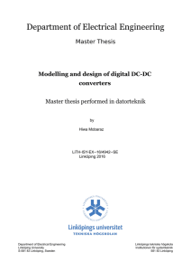 Department of Electrical Engineering Master Thesis Master thesis performed in datorteknik