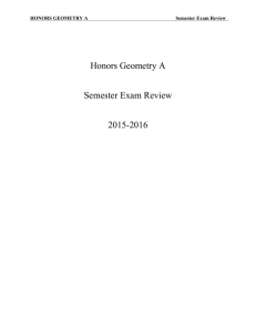 Honors Geometry A Semester Exam Review 2015-2016