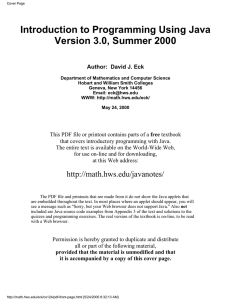 Introduction to Programming Using Java Version 3.0, Summer 2000