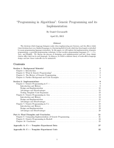 Programming in Algorithms: Generic Programming and its Implementation By Daniel Giovannelli