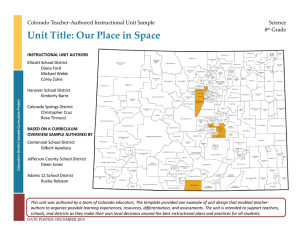 Unit Title: Our Place in Space Colorado Teacher-Authored Instructional Unit Sample Science 8