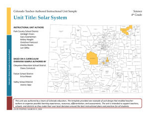 Unit Title: Solar System  Colorado Teacher-Authored Instructional Unit Sample Science