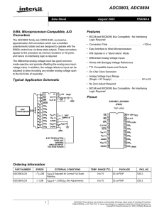 ADC0803, ADC0804 8-Bit, Microprocessor-Compatible, A/D Features Converters