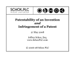 Patentability of an Invention Infringement of a Patent and
