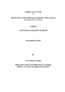 Syllabus for the Trade of MECHANIC CONSUMER ELECTRONIC APPLIANCES