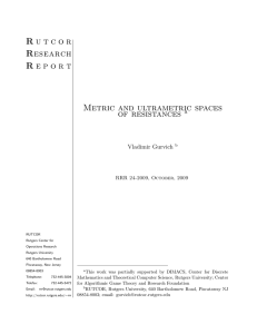 R Metric and ultrametric spaces of resistances a