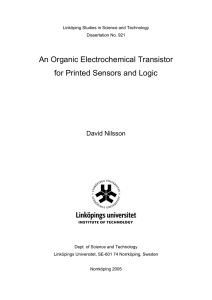 An Organic Electrochemical Transistor for Printed Sensors and Logic  David Nilsson