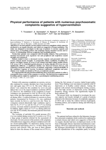 Physical performance of patients with numerous psychosomatic complaints suggestive of hyperventilation