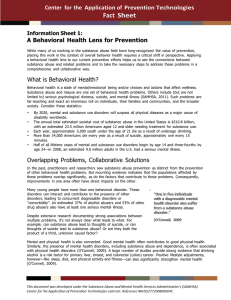 Fact  Sheet  A Behavioral Health Lens for Prevention