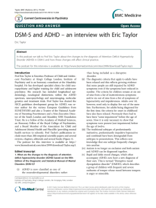 – an interview with Eric Taylor DSM-5 and ADHD Open Access