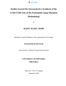 Studies toward the Stereoselective Synthesis of the