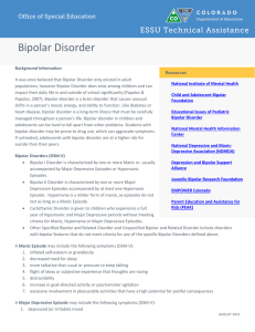 Bipolar Disorder ESSU Technical Assistance Office of Special Education Resources