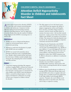 A Attention Deficit Hyperactivity Disorder in Children and Adolescents Fact Sheet
