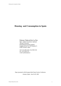 Housing  and Consumption in Spain  Paloma Taltavull de La Paz