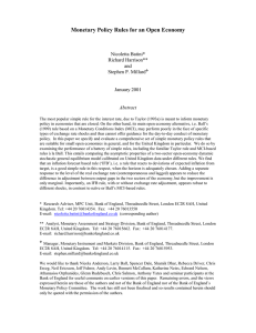 Monetary Policy Rules for an Open Economy Nicoletta Batini* Richard Harrison** and