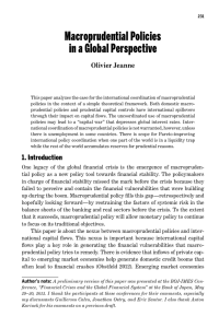 Macroprudential Policies in a Global Perspective Olivier Jeanne