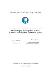 Microscopic description of two dimensional dipolar quantum gases Universitat Polit` ecnica de Catalunya