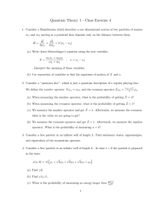 Quantum Theory 1 - Class Exercise 4
