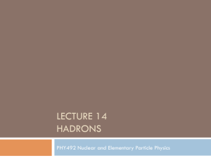 LECTURE 14 HADRONS PHY492 Nuclear and Elementary Particle Physics