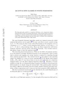 QUANTUM SPIN GLASSES IN FINITE DIMENSIONS