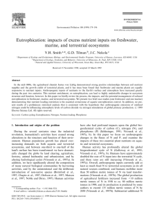 Eutrophication: impacts of excess nutrient inputs on freshwater, V.H. Smith