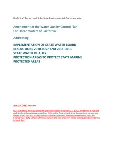 Amendment of the Water Quality Control Plan Addressing