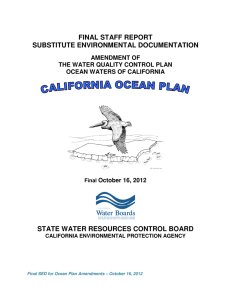 FINAL STAFF REPORT SUBSTITUTE ENVIRONMENTAL DOCUMENTATION STATE WATER RESOURCES CONTROL BOARD AMENDMENT OF