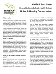 MIOSHA Fact Sheet Noise &amp; Hearing Conservation